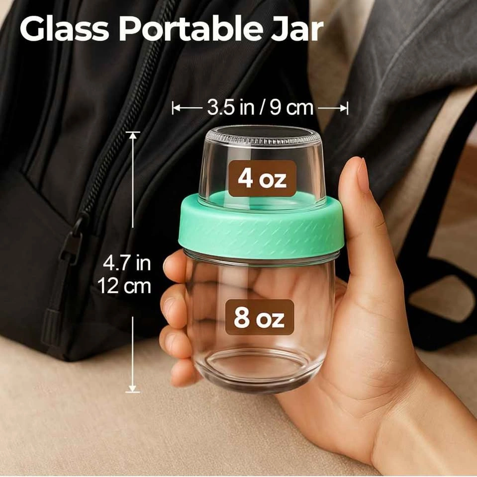 ComSaf Overnight Oats Jars with Lids (8oz+4oz, 4 Pcs) - photo 2