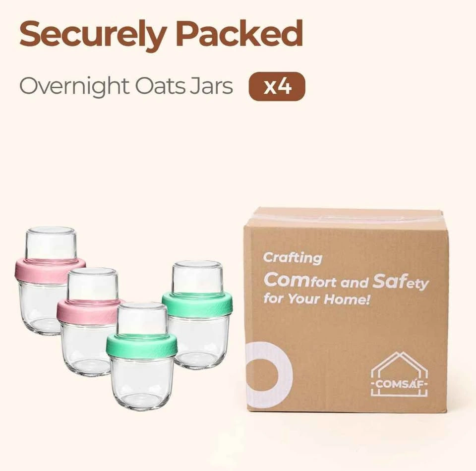 ComSaf Overnight Oats Jars with Lids (8oz+4oz, 4 Pcs) - photo 3