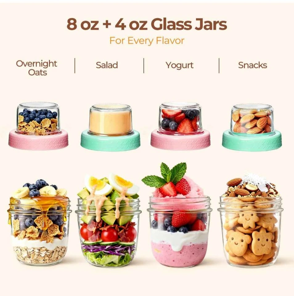 ComSaf Overnight Oats Jars with Lids (8oz+4oz, 4 Pcs) - photo 4
