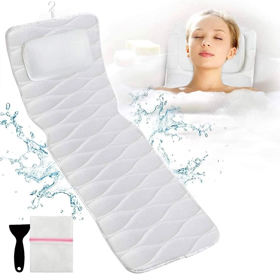 Full Spa Bath Pillow with Non-Slip Suction Cups