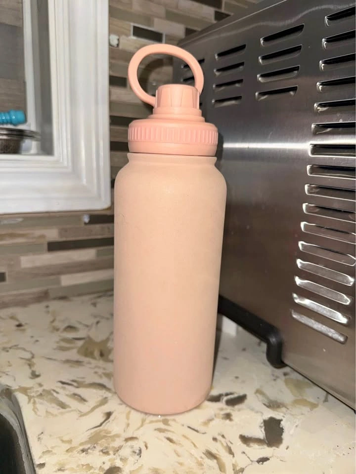 Stainless Steel Dual Lid Water Bottle 1L, Peach