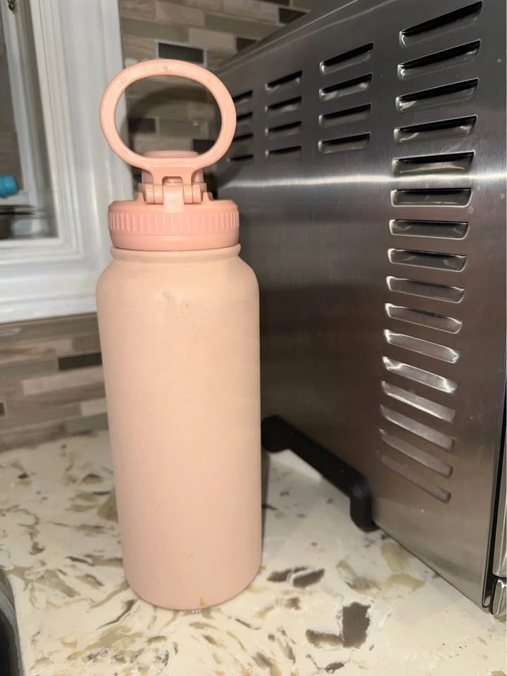 Stainless Steel Dual Lid Water Bottle 1L, Peach - photo 2