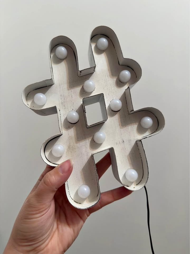 Shabby chic white hashtag light