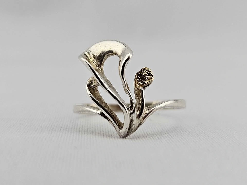 ✨ Unique Handcrafted Sterling Silver & Gold Nugget Ring ✨