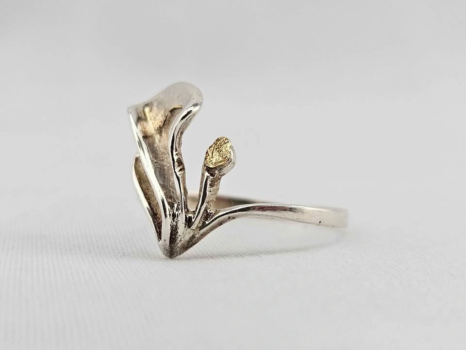 ✨ Unique Handcrafted Sterling Silver & Gold Nugget Ring ✨ - photo 2