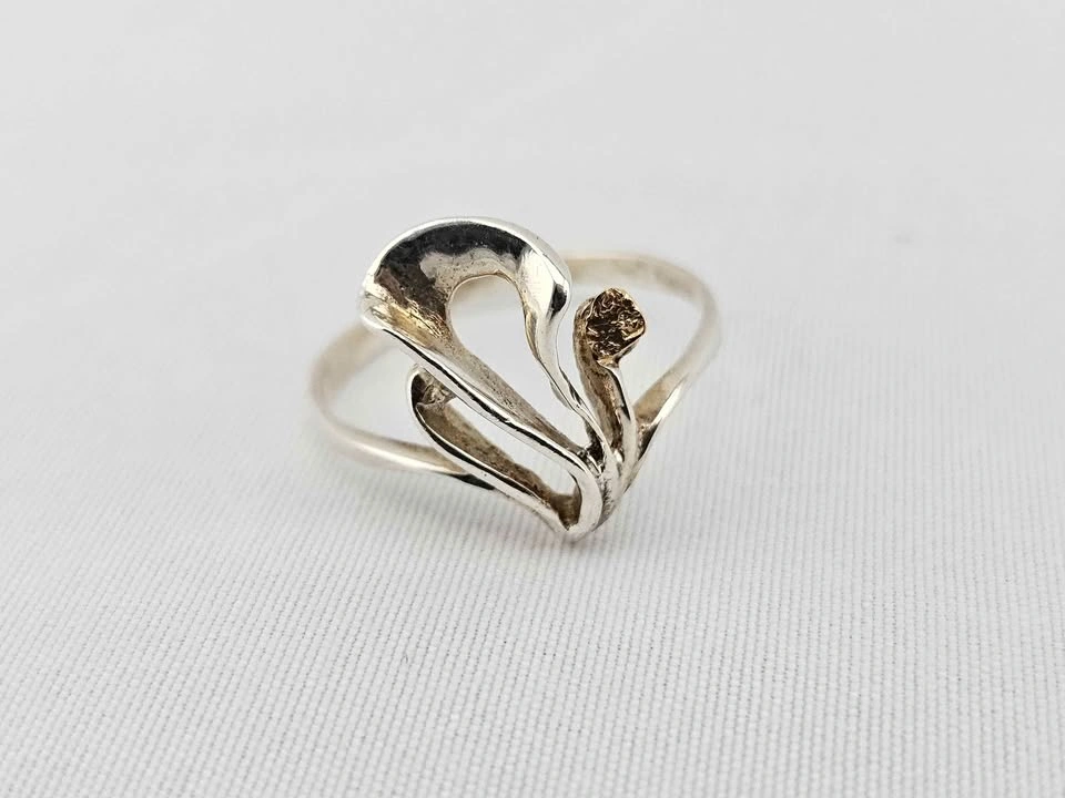 ✨ Unique Handcrafted Sterling Silver & Gold Nugget Ring ✨ - photo 4