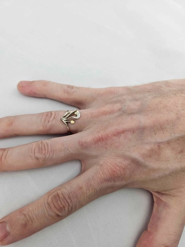 ✨ Unique Handcrafted Sterling Silver & Gold Nugget Ring ✨ - photo 5