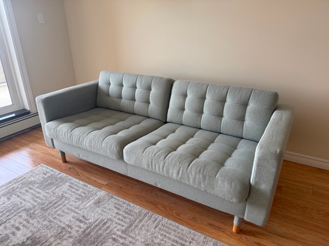 IKEA MORABO Sofa – Light Green | Wood Legs | Like New - photo 2