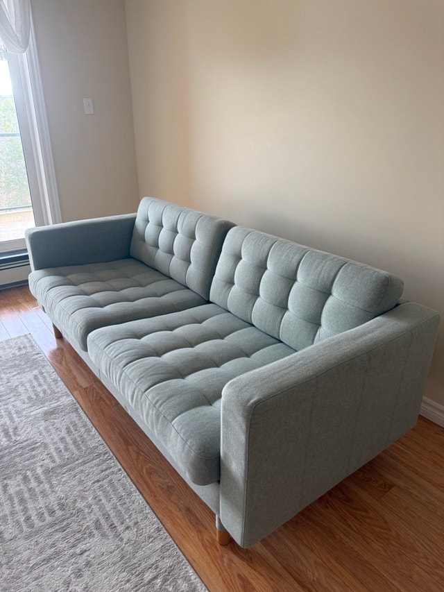 IKEA MORABO Sofa – Light Green | Wood Legs | Like New - photo 3