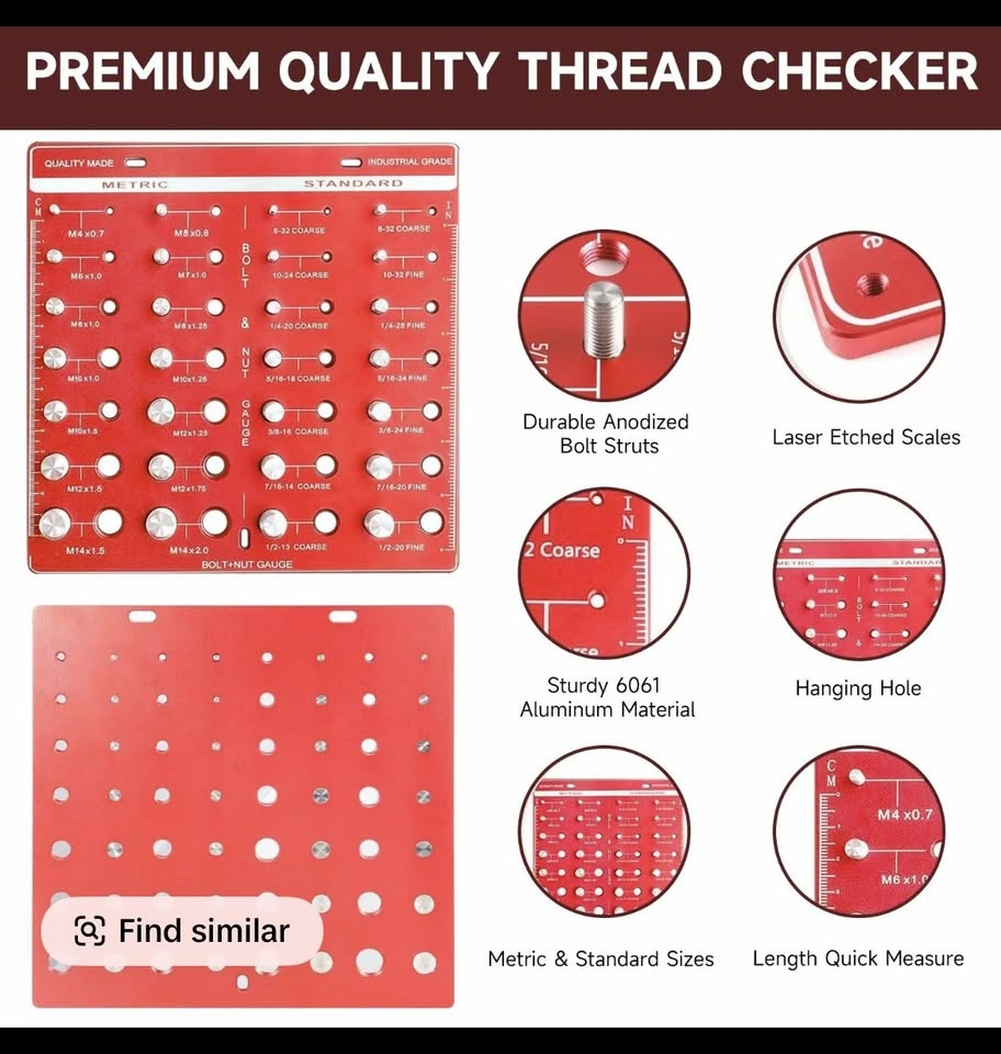 Bolt & Nut Gauge Metric & Standard 28 Sizes - photo 4