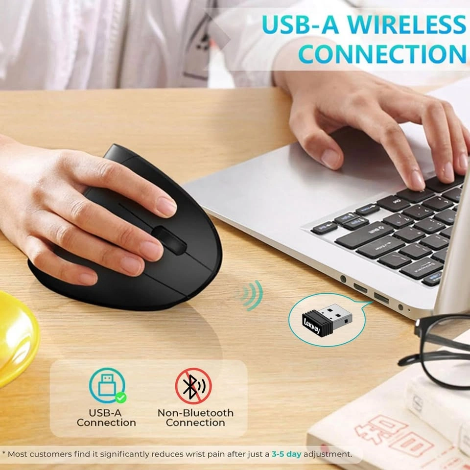 Lexvey Black Ergonomic Vertical Wireless Mouse Rechargeable - photo 4