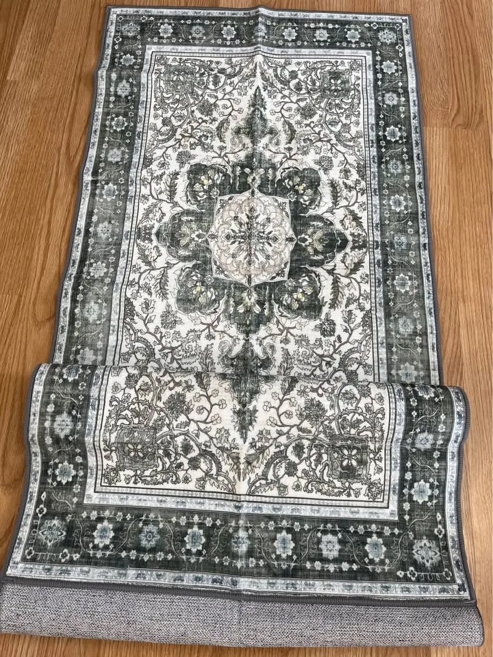 🥕 2x6 Hallway Runner Rug – Green/Floral Soft Distressed Rug image indicator(3)