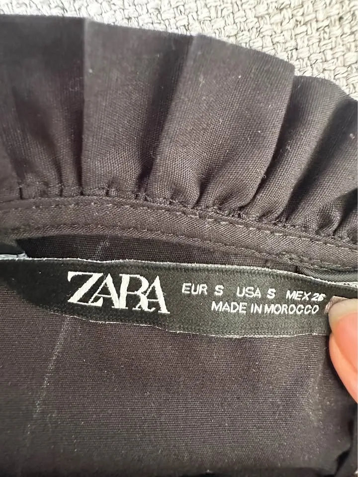 Zara Black Ruffled Poplin Shirt - photo 5