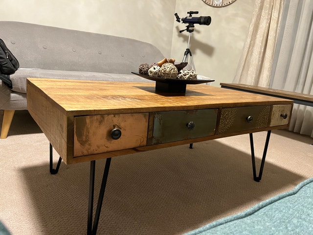 Rustic Mid-Century Modern Coffee Table with 4 Drawers - photo 2