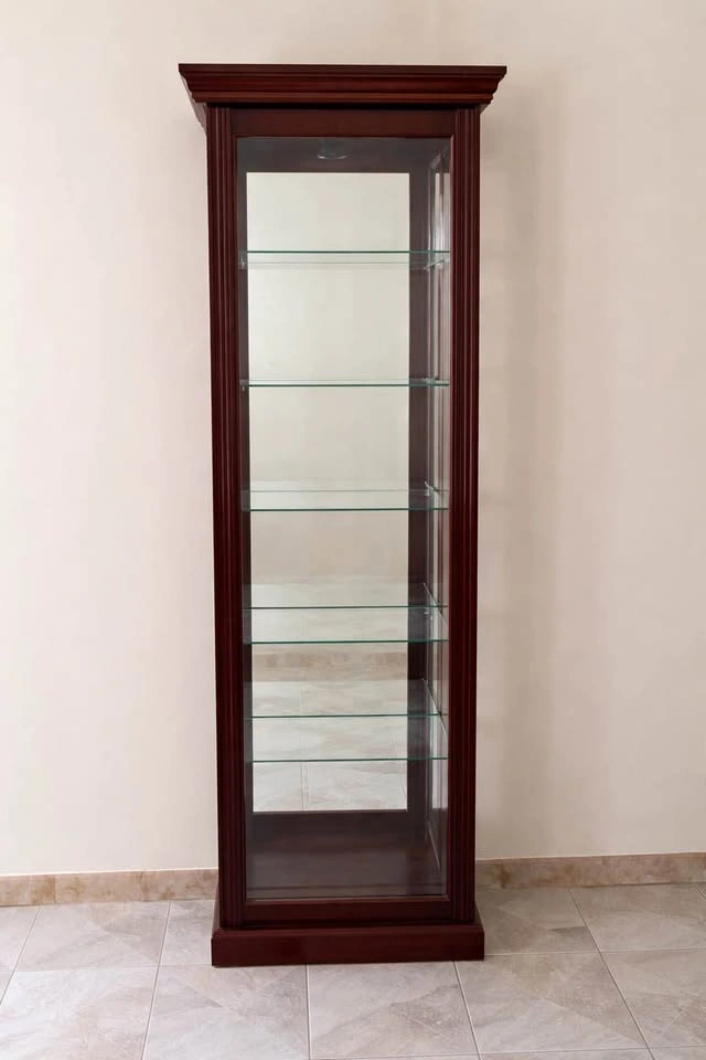 Tall Glass Display Cabinet - Modern Curio - Excellent Condition