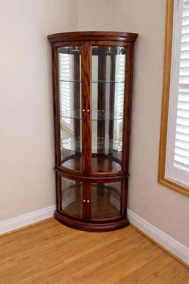 Corner Curio Cabinet – Solid Wood – Glass Display