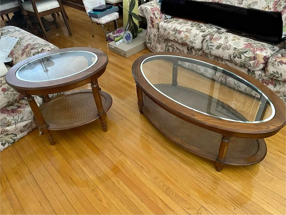 Glass Coffee Table & 2 End Tables
