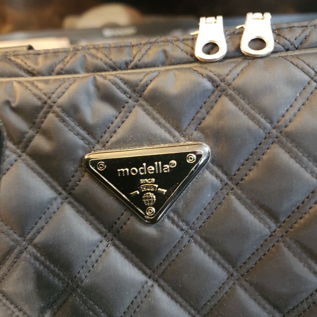 Black Modella Handbag with Diamond Pattern & Silver Accents - photo 2