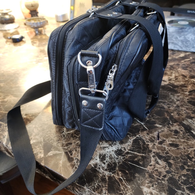 Black Modella Handbag with Diamond Pattern & Silver Accents - photo 3