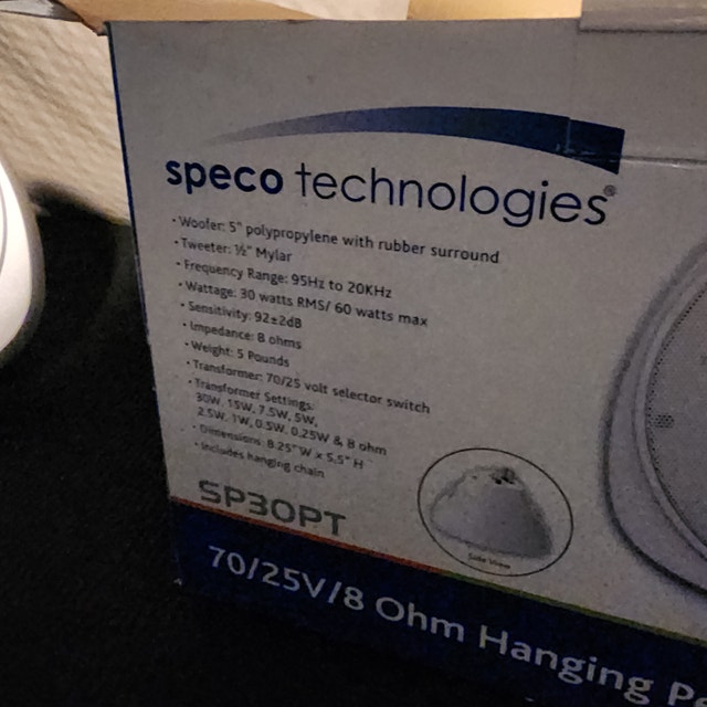 4 x Speco Technologies Full Range Coaxial Hanging Speakers - photo 2