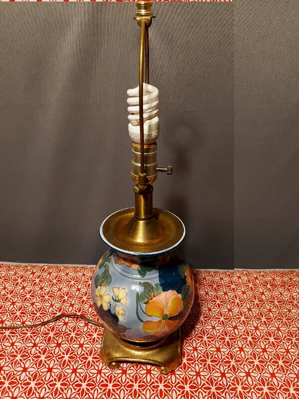 Brass Flower Lamp Tri Light 24inch Tall