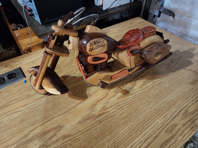 Harley Davidson Wood Art Motorcycle Decoration 20'' x 10''