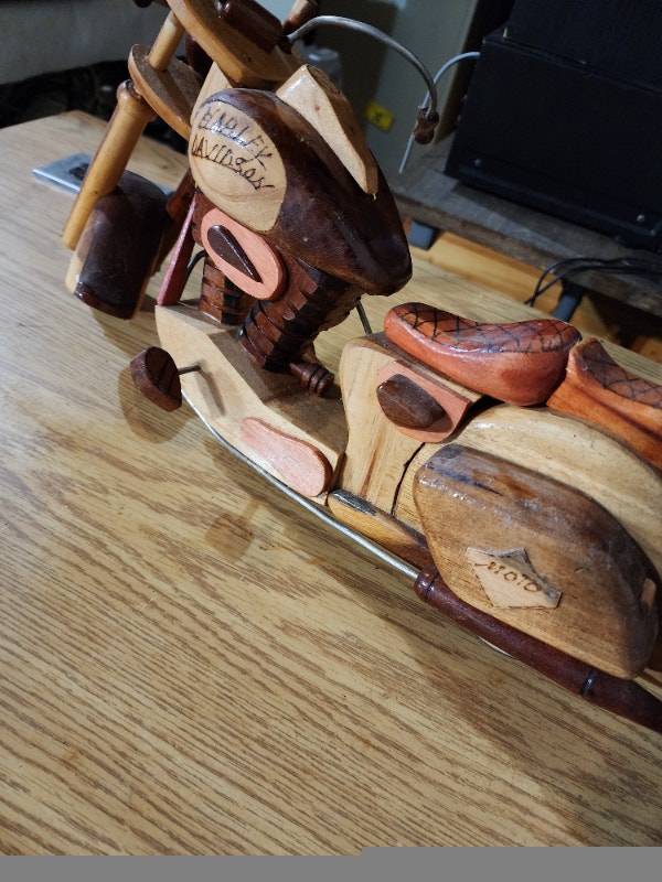 Harley Davidson Wood Art Motorcycle Decoration 20'' x 10'' - photo 3