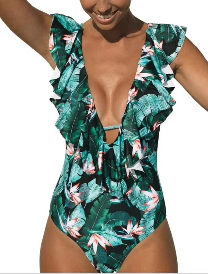 🌴 Stunning Tropical Ruffle One-Piece Swimsuit 🌴 - photo 5