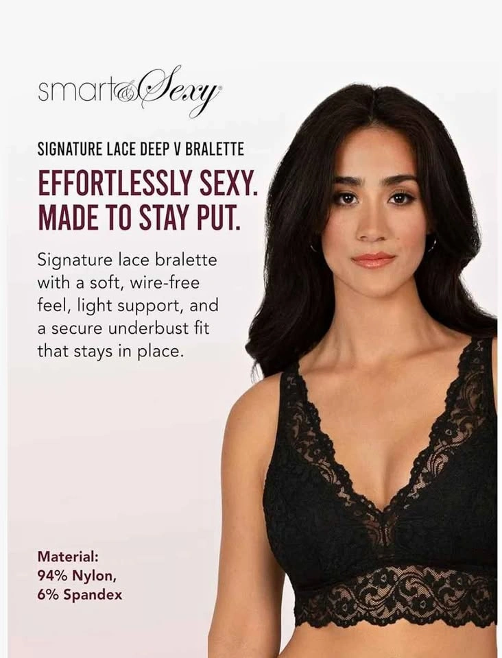 Smart & Sexy Signature Lace Bralette - Black - Size M