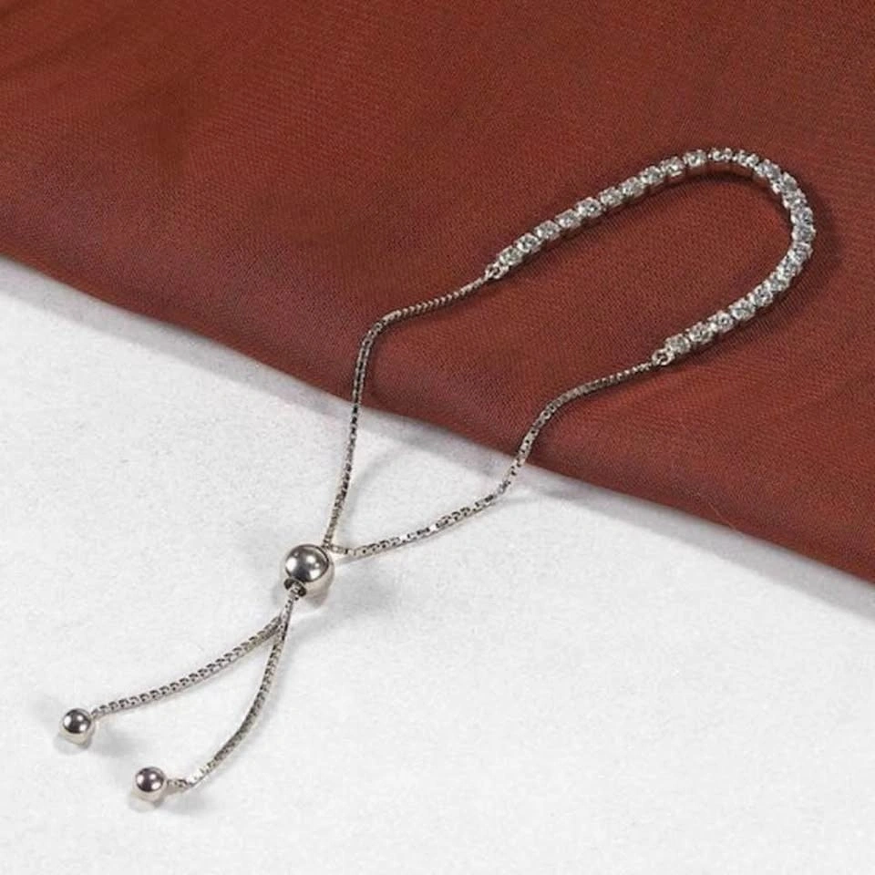 Silver Adjustable Tennis Bracelet (Stamped 925) - photo 2