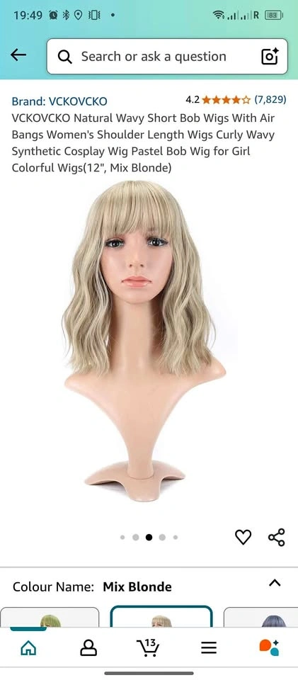 Pastel Curly Synthetic Wig