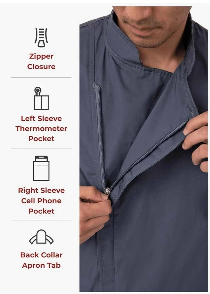 Chef Works Hartford Chef Coat - Slate Blue, Medium - photo 4