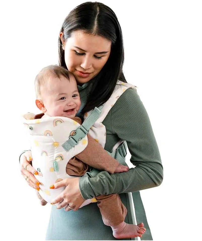 Stylish Rainbow Print Ergonomic Baby Carrier – Comfort for Mom &