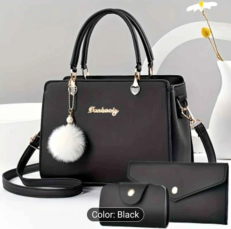 Brand new 3pc black handbag set with wallet & card holder
