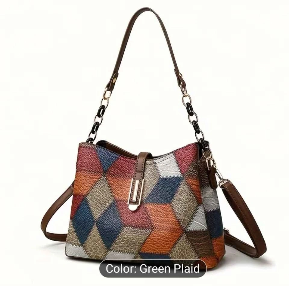 Stylish Color Block Check Pattern Handbag - Large Capacity - photo 2