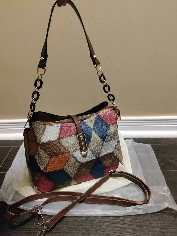 Stylish Color Block Check Pattern Handbag - Large Capacity - photo 3
