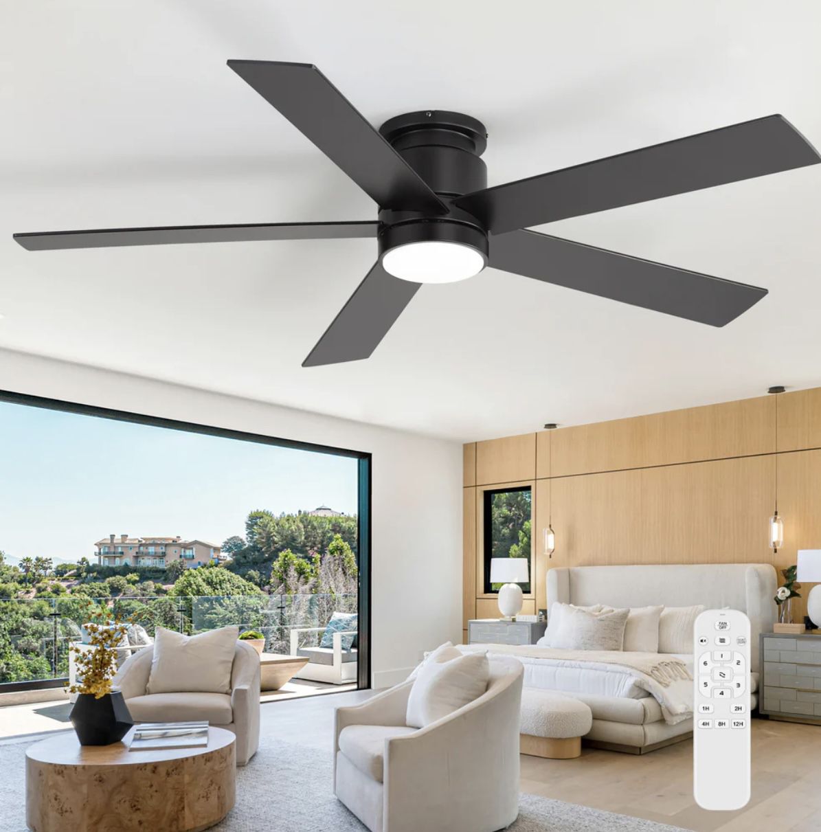 52" Ceiling Fan w/ Light - Matte Black