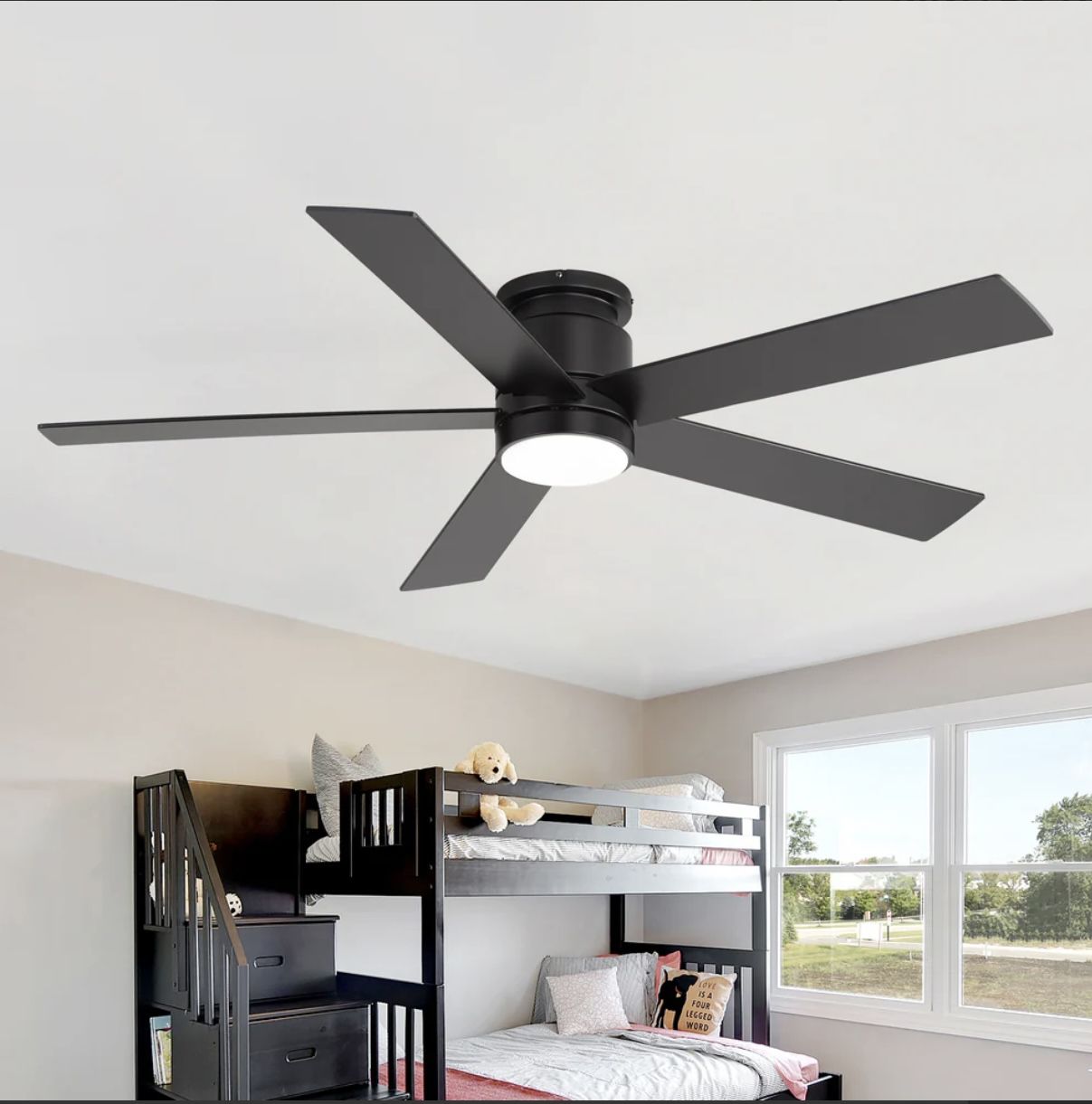 52" Ceiling Fan w/ Light - Matte Black - photo 2