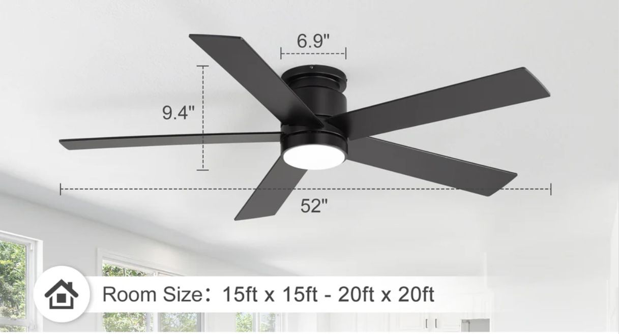 52" Ceiling Fan w/ Light - Matte Black - photo 3