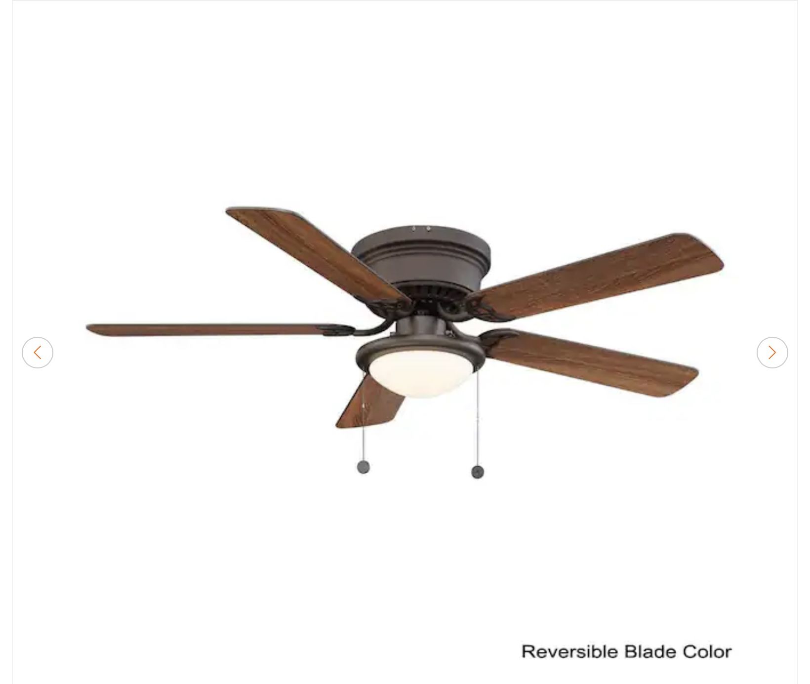 Hampton Bay Hugger 52 in. LED Ceiling Fan w/ Light Kit - New - photo 2