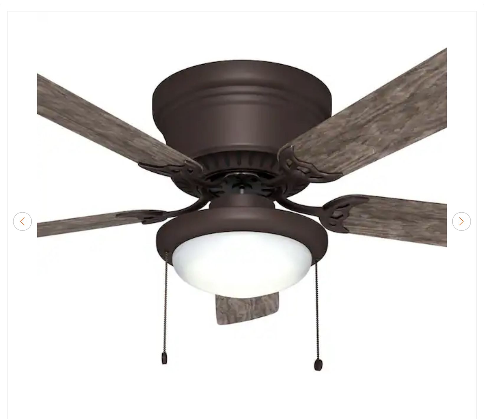 Hampton Bay Hugger 52 in. LED Ceiling Fan w/ Light Kit - New - photo 3