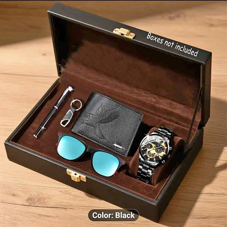 Luxury Gift Set: Watch, Wallet, Glasses, Pen, Keychain