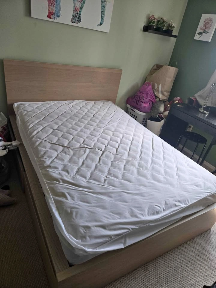 Ikea Malm Double Bed with Storage Drawers and Matress