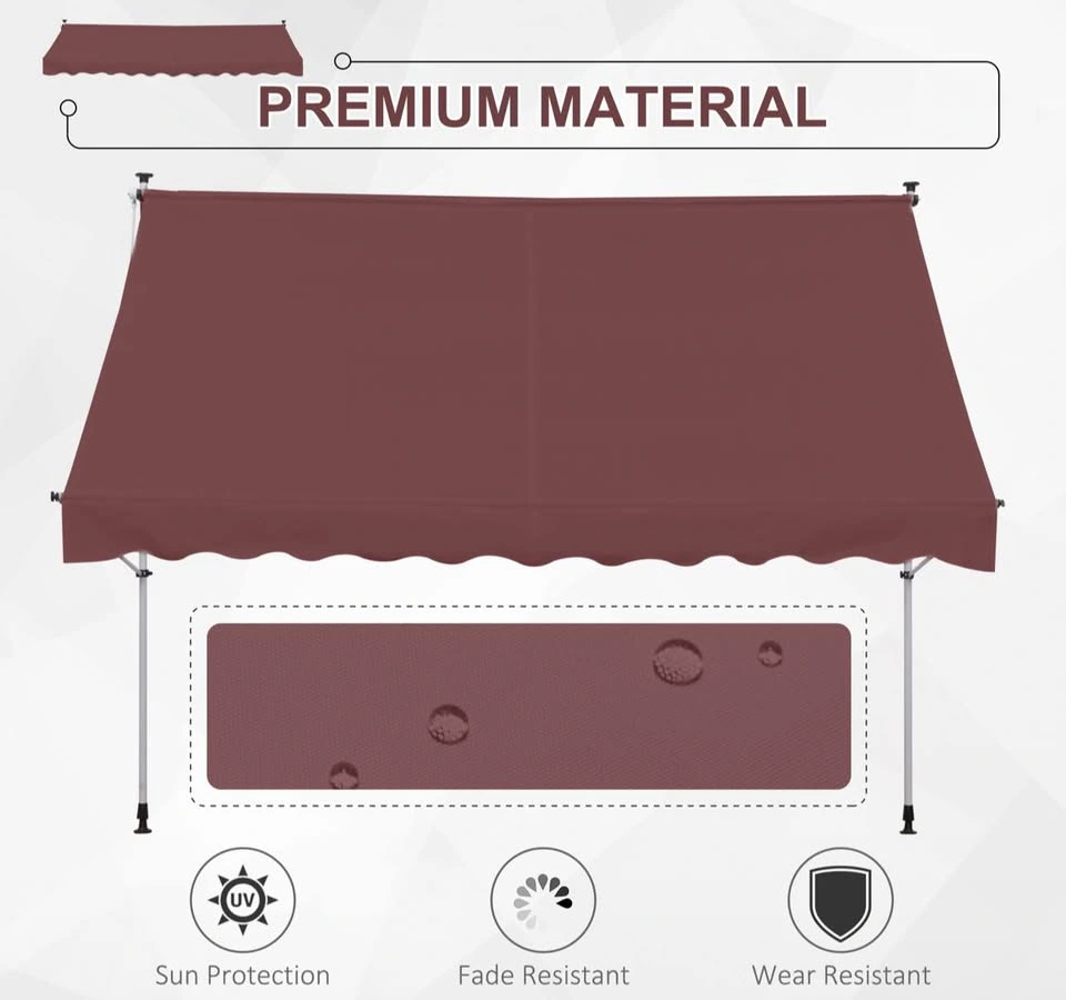 Outsunny 10x5ft Patio Retractable Awning - Wine Red - photo 5