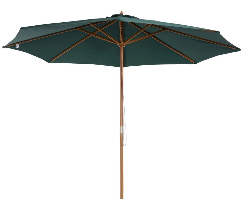 Outsunny 10FT Round Patio Umbrella with Rope Pulley – Wooden Mar - photo 2
