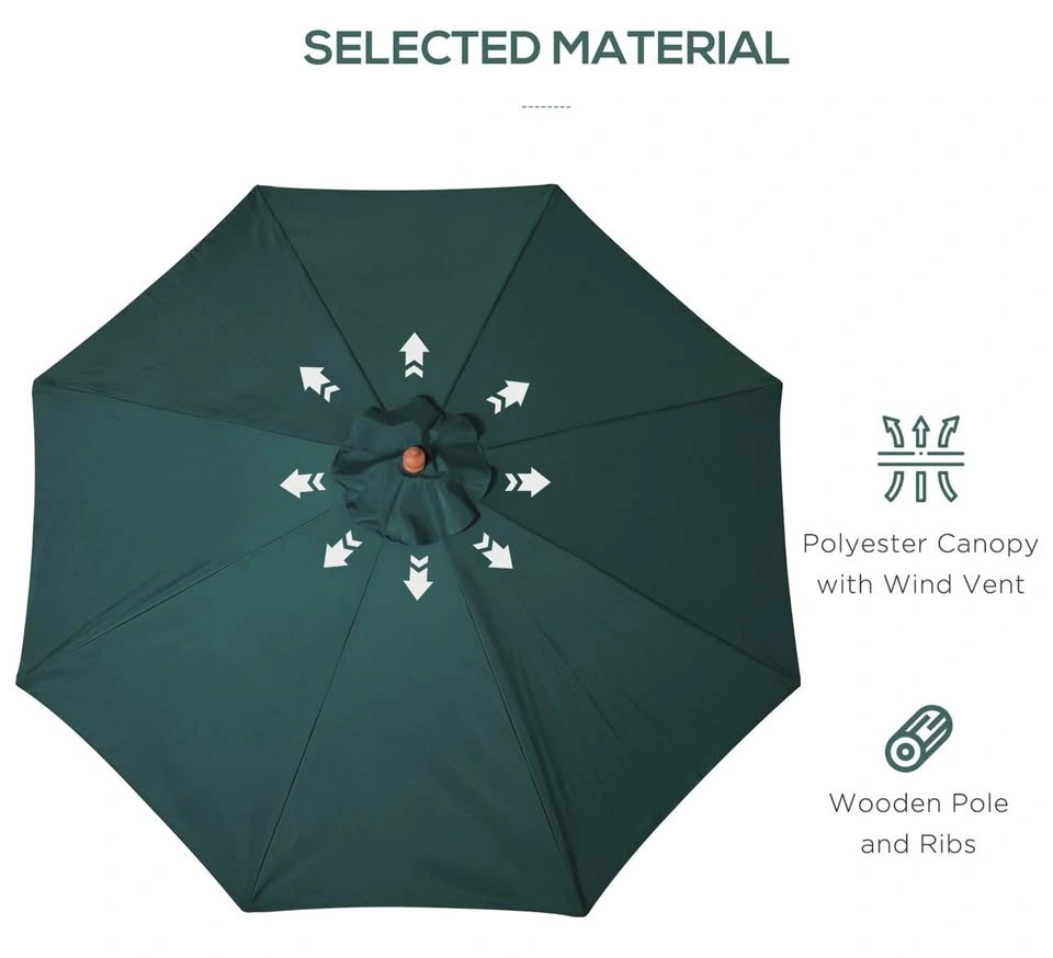 Outsunny 10FT Round Patio Umbrella with Rope Pulley – Wooden Mar - photo 4