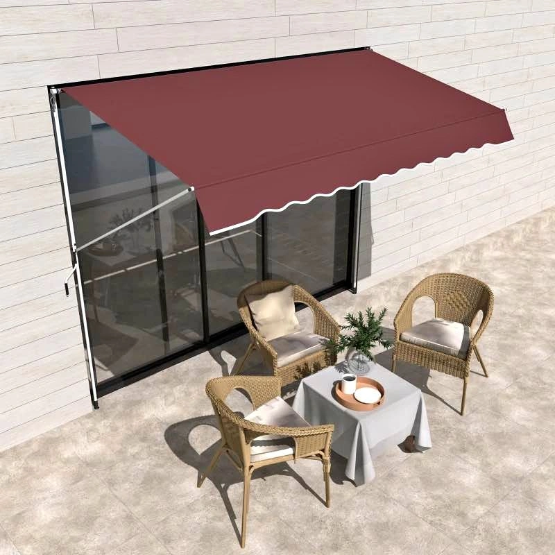 Outsunny 10x5 ft Retractable Patio Awning – Wine Red