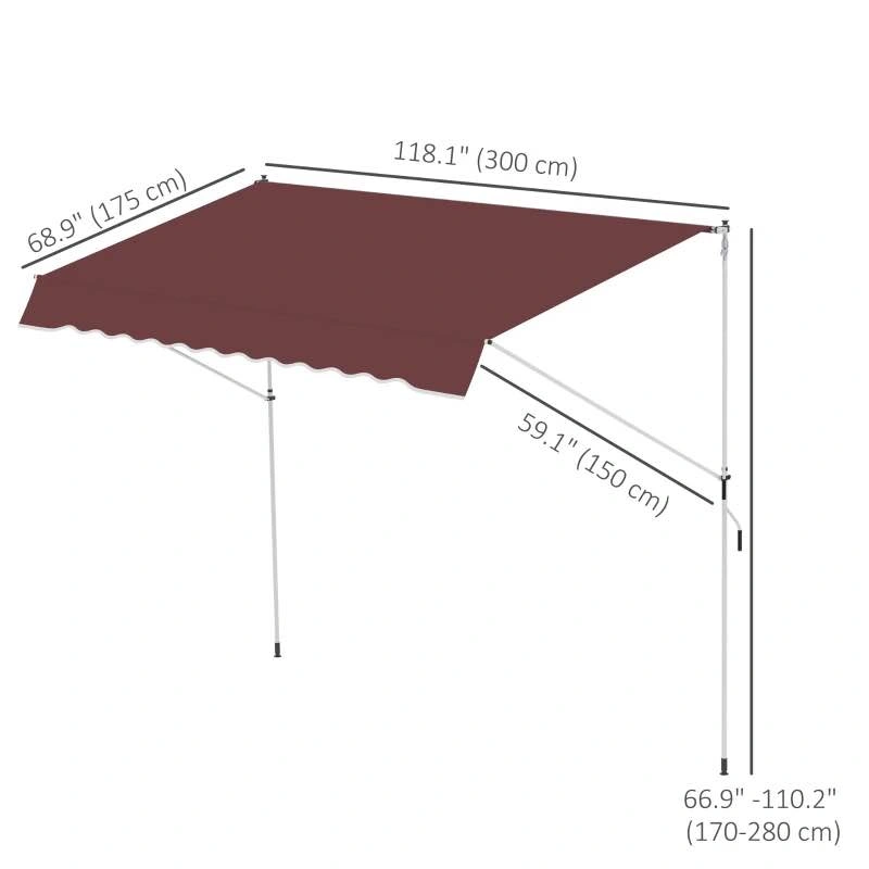 Outsunny 10x5 ft Retractable Patio Awning – Wine Red - photo 2