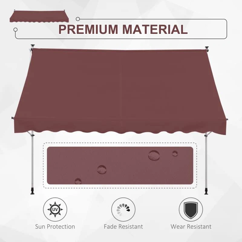 Outsunny 10x5 ft Retractable Patio Awning – Wine Red - photo 3