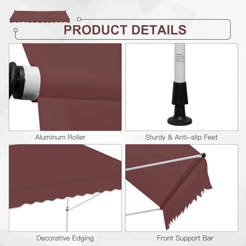 Outsunny 10x5 ft Retractable Patio Awning – Wine Red - photo 4